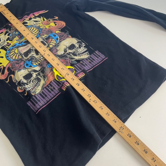 vtg Y2K NO FEAR Black Thermal Long Sleeve Skull Snake Graphic T-Shirt Men Small - Picture 7 of 7